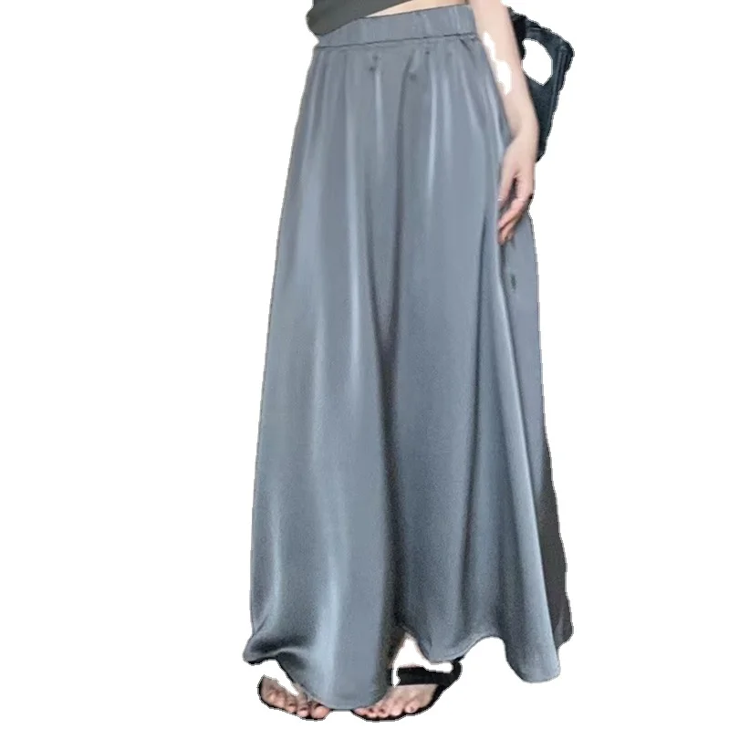 Custom Lady Elegant Long Satin Silk Skirts High Waist Skirt Fashion Satin Skirt Maxi For Women