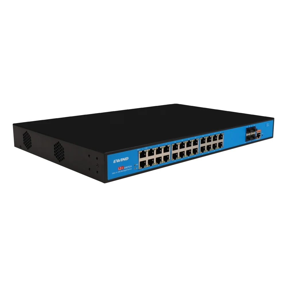 24 ports Network Switch Layer 3 Managed Ethernet Switch with 10G Uplink Support IPv4/IPv6 soft routing function