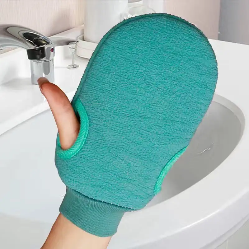 Factory Direct Sale Solid Color Reusable Bath Exfoliating Glove Body Scrub Cleaning Gloves Shower Exfoliating Mitt