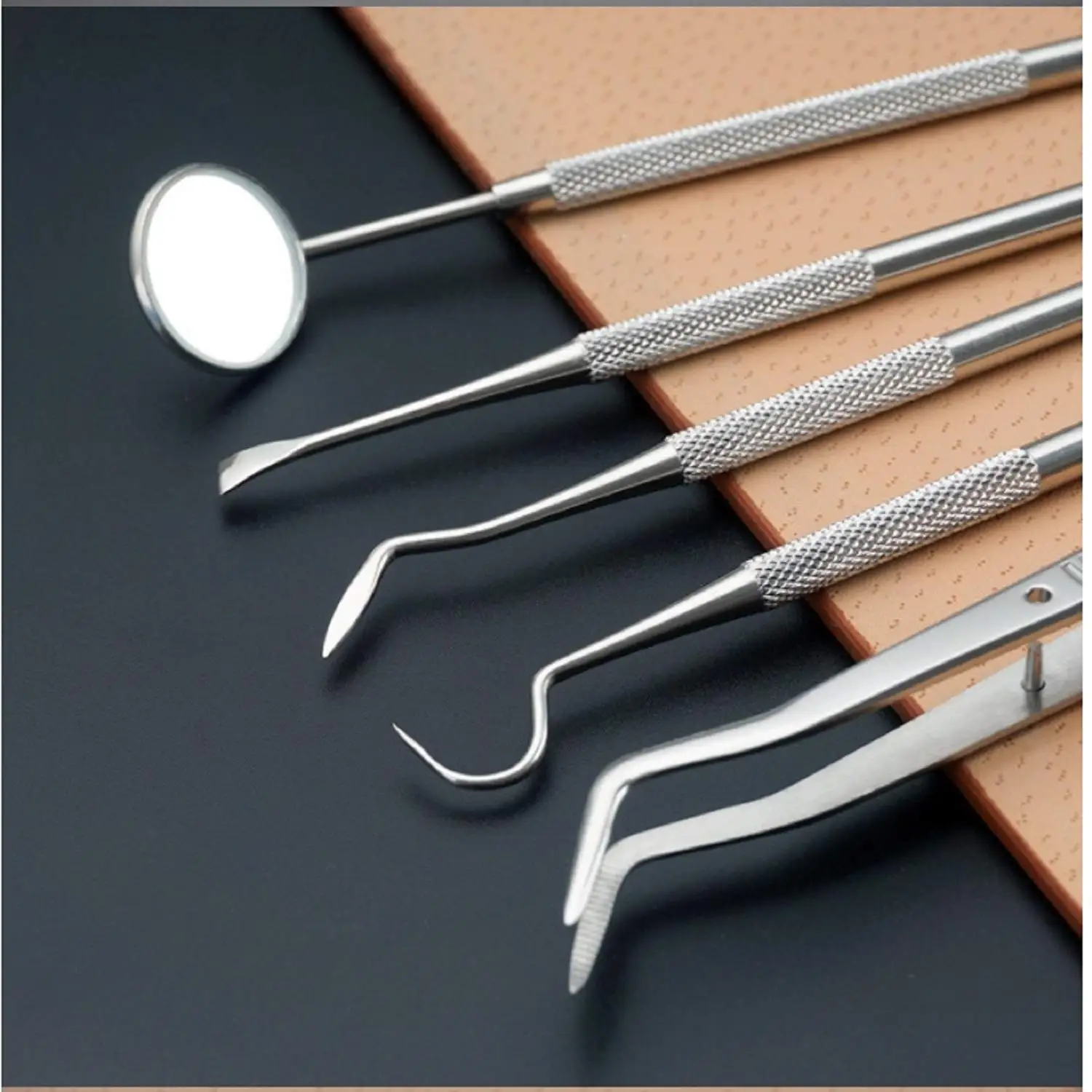 8 Pcs Stainless Steel Dental Tooth Pick Set Tongue Scraper Dentist Mirror Tartar Scraper Oral Hygiene Care Tool