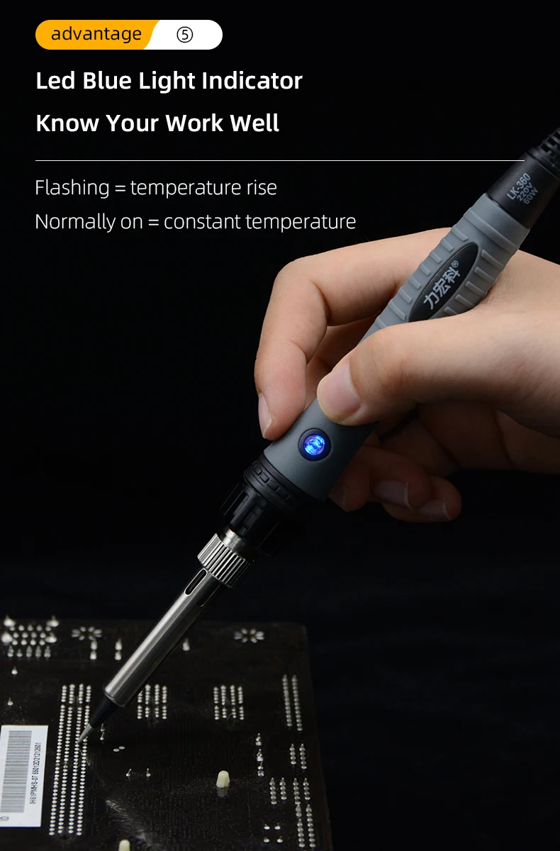 LK360-A Electric Welding Iron Pen Ceramic Heater Portable Soldering Irons Welder with Stainless Steel Sleeve for PCB Rework 60W