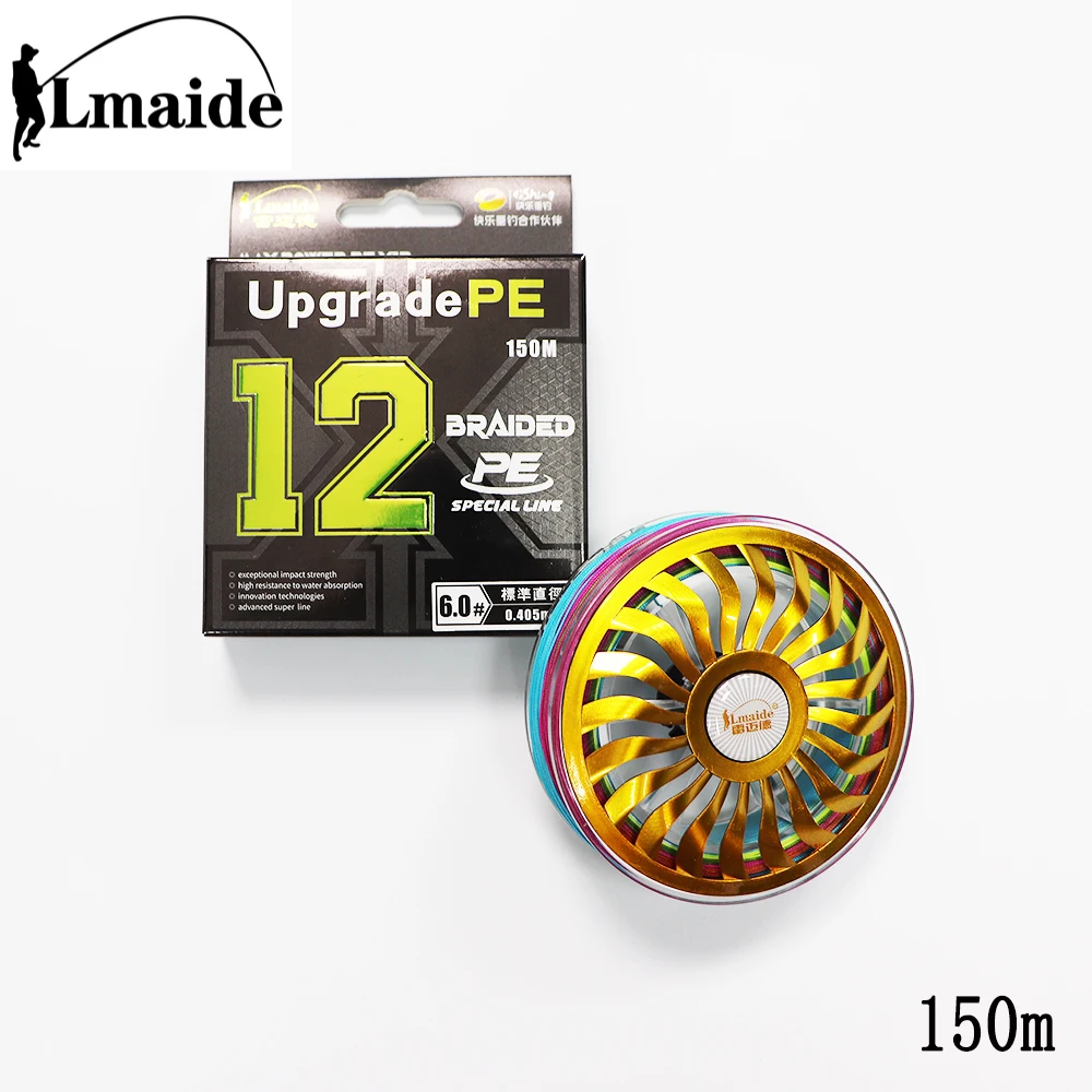 Lmaide new 150M 7kg-48kg 12X Braided Fishing Line 12 Strands Multifilament PE Fishing Line