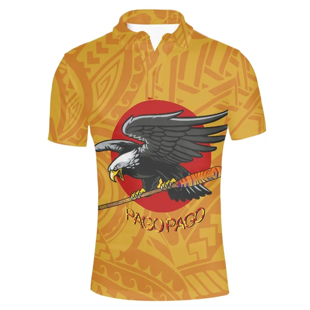 Yellow Samoa tattoo and eagle design cool summer men classic high quality fashion comfort plus-size custom POLO short sleeves