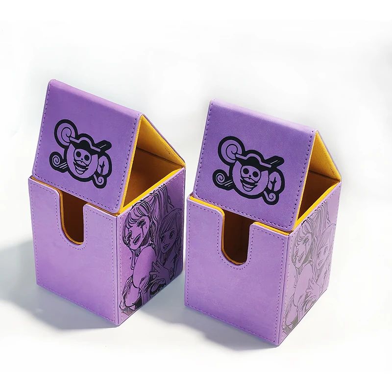 Card Storage Box 2 Commander Display Single Fits 100+ Sleeved Cards Leather Magnetic Card deck box