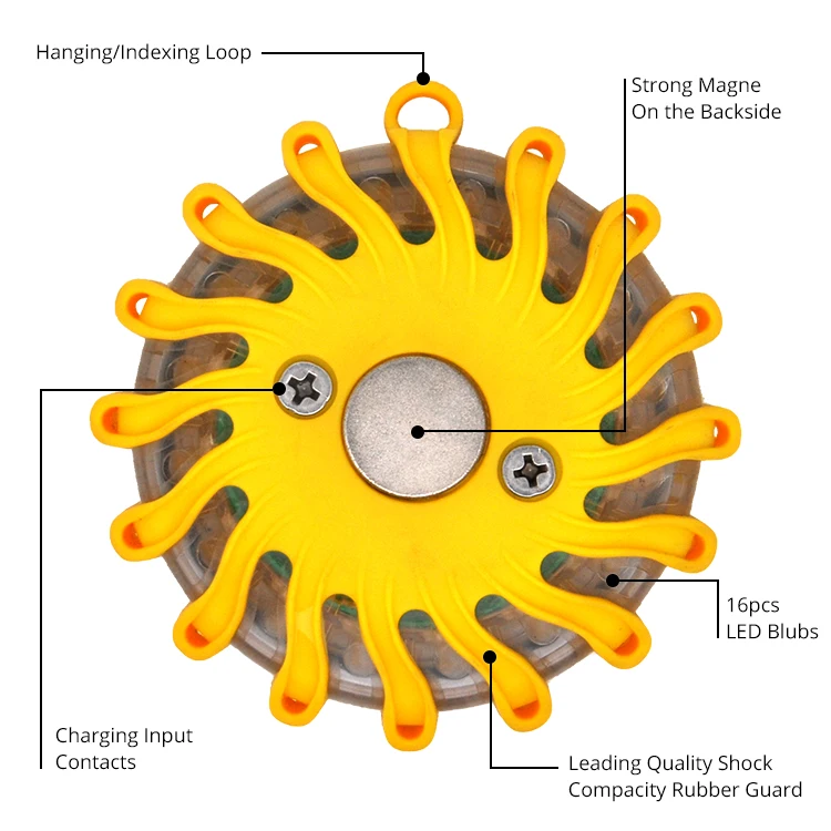 16 LED Small Size Vehicle Emergency Road Traffic Strobe Light Safety LED Warning Flare with Magnet Pulsar