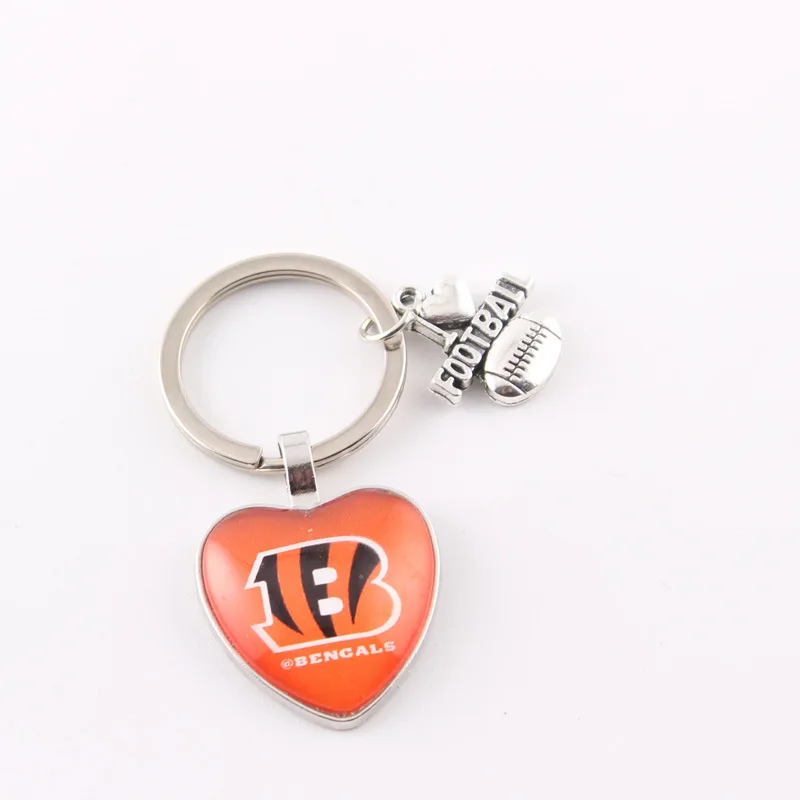 rugby NFL keychains american I love Football team logo alloy heart keychain for gift