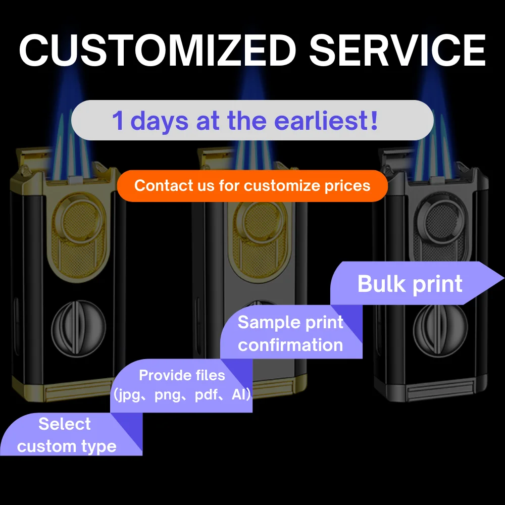 DEBANG Cigar Lighter best seller Exquisite gift box Triple Flame cigar torch Lighter with Lighter Holder and cigar cutter