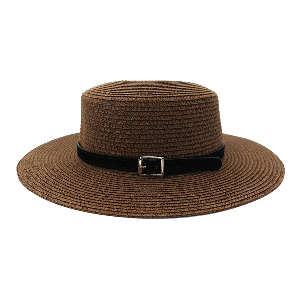 2022 New Fashion Fedora Beach Sun Hat uv Protection Custom Boater Flat Top Straw Hat