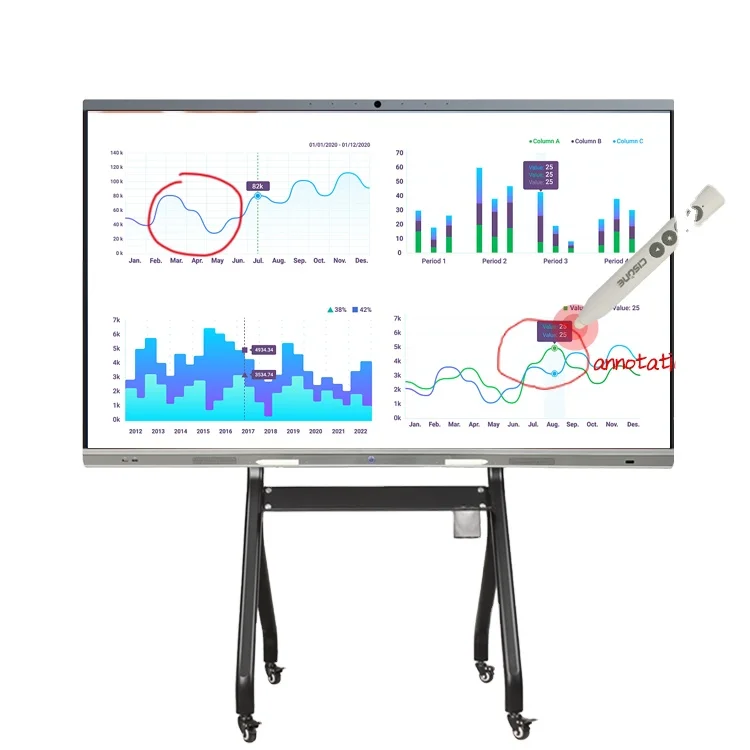 LONTON Factory OEM Good Quality IR Touch 75' Interactive Flat Panel Smart Whiteboard for Video Conference Remote Teaching