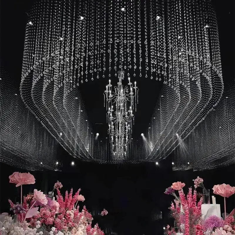 1M Crystal Chain Tassel Garland Wedding Birthday Party Hall Ceiling Decorating Clear Pineapple Beads Curtain