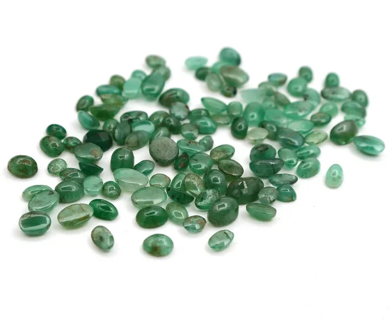 Natural Emerald Gemstone Oval Cabochon Mix Shaped Wholesale Lot for Making Jewelry