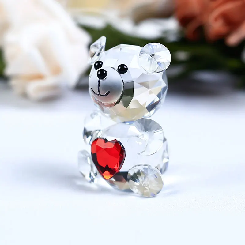 Wholesale Crystal Wedding Children Birthday Holiday Promotion Gifts Cute Bear Statue Souvenir Crystal Animal Crafts