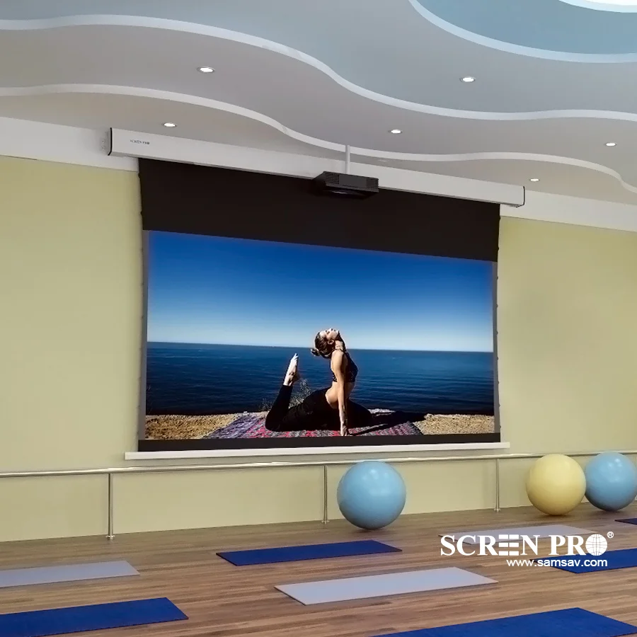 SCREENPRO 150 Inch Motorized Projector Screen Ceiling Wall Mounted Projection Screen 4K Cinema Movie Screen