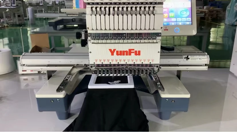 YunFu Single Head Embroidery Machine Automatic Cap T Shirt Garment Commercial use Computer Embroidery Machine For Sale