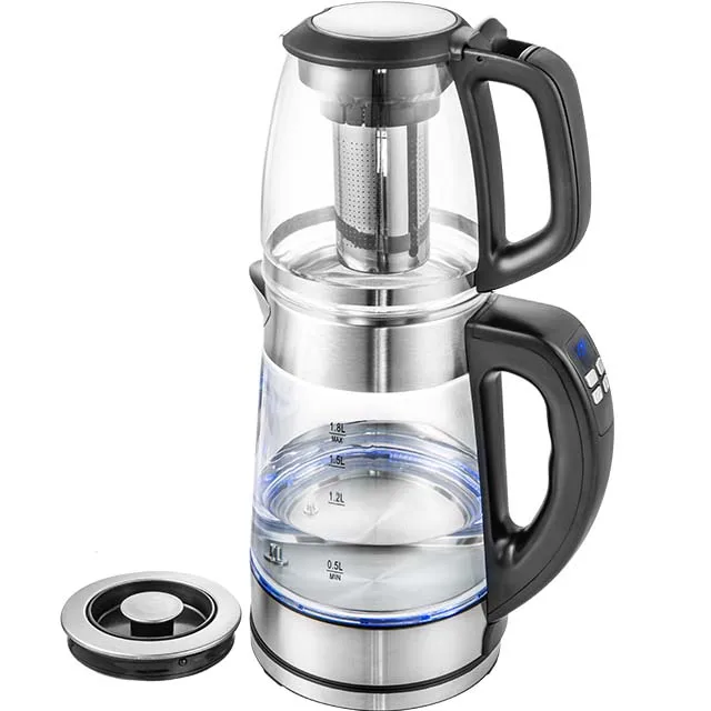 Samovar water boiler 1.8L Turkish double tea maker Stainless steel Turkey tea pot with temperature control