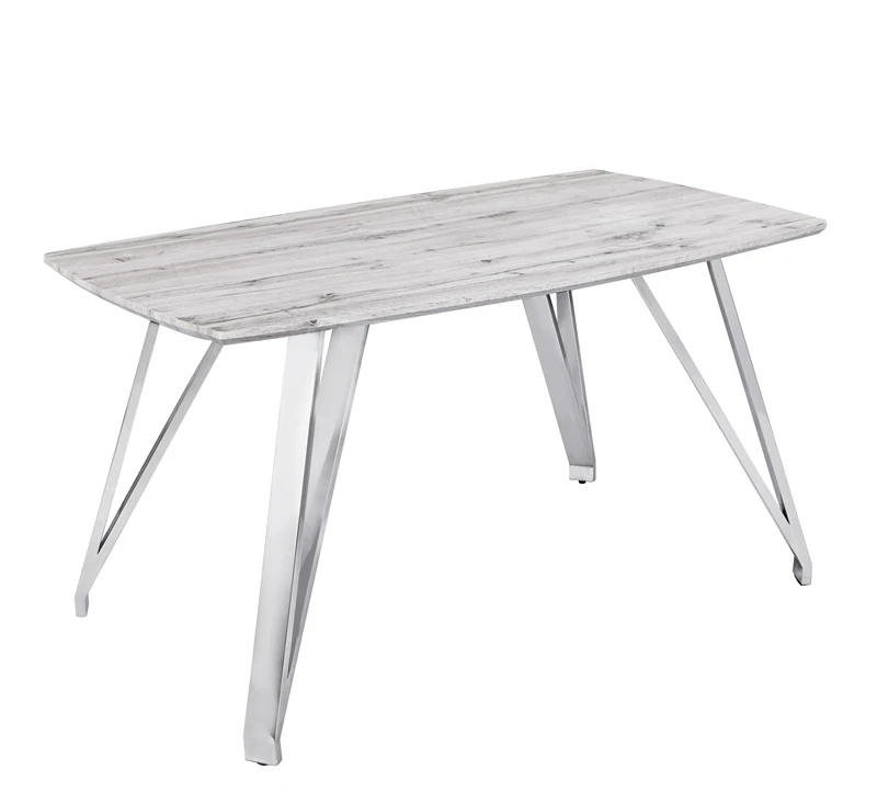 2024 Modern Design Aluminum Leg Rectangular Dining Table Marble Glass Top Cafe Table for 6 Chairs Dining Table Set