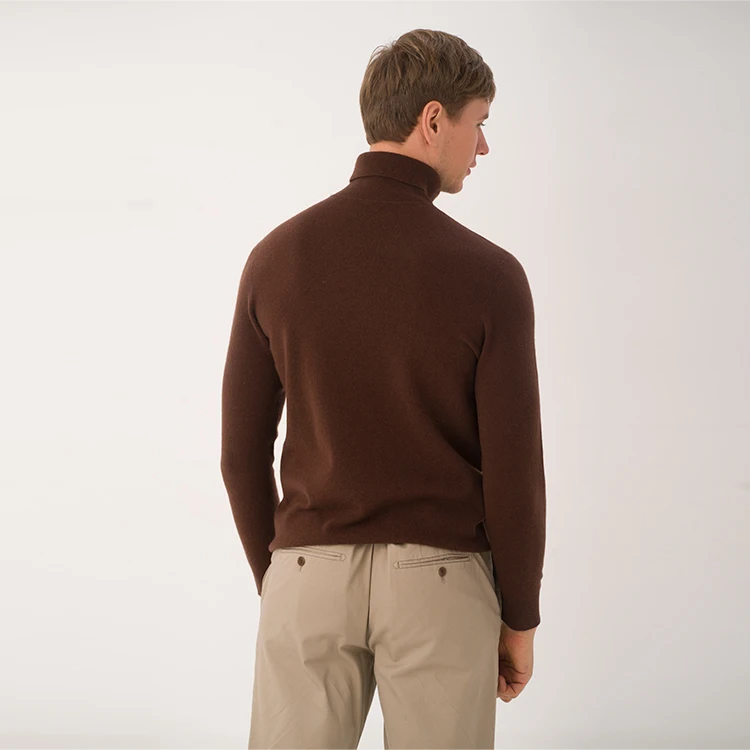 2023 Factory Price Fashion Simple Wholesale Knitted Solid Turtleneck Luxury 100 % Cashmere Sweater Men