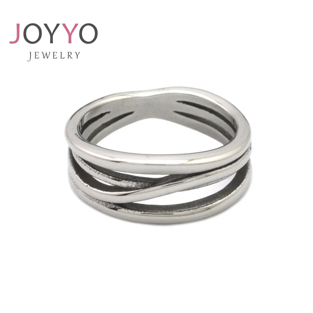 Fashion stainless steel ring multi-layer surround plating silver ladies stainless steel ring