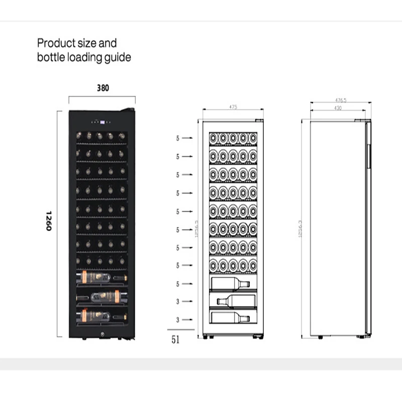 Bacchus Freestanding Wine Cooler Bottle Fridge Electric Wine Glass Display Cabinet Stand Wine Dispenser Beer Beverage Cooler