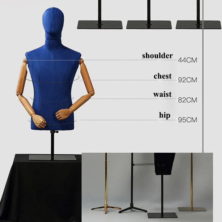 XINJI High Grade Rolling Wheels Stand Model Men Business Suit Mannequin Male Upper Body Suede Mannequins Dummies For Clothes