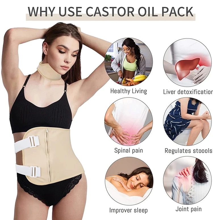 Latest Model castor oil packs castor oil pack wrap around stomach castor oil pack for liver compress