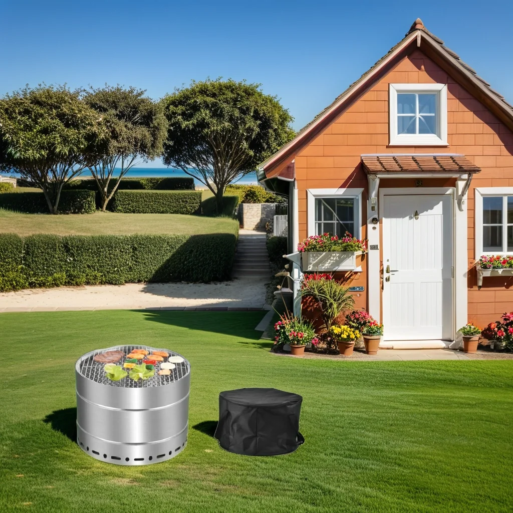 Stainless Steel 201 Outdoor Bonfires Brazier Stove Smokeless Charcoal Camping Solo Fire Pit Portable 19.5 inch