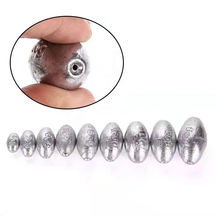Top quality low price wholesale lead ice fishing tackles lead egg sinker olive fishing weights