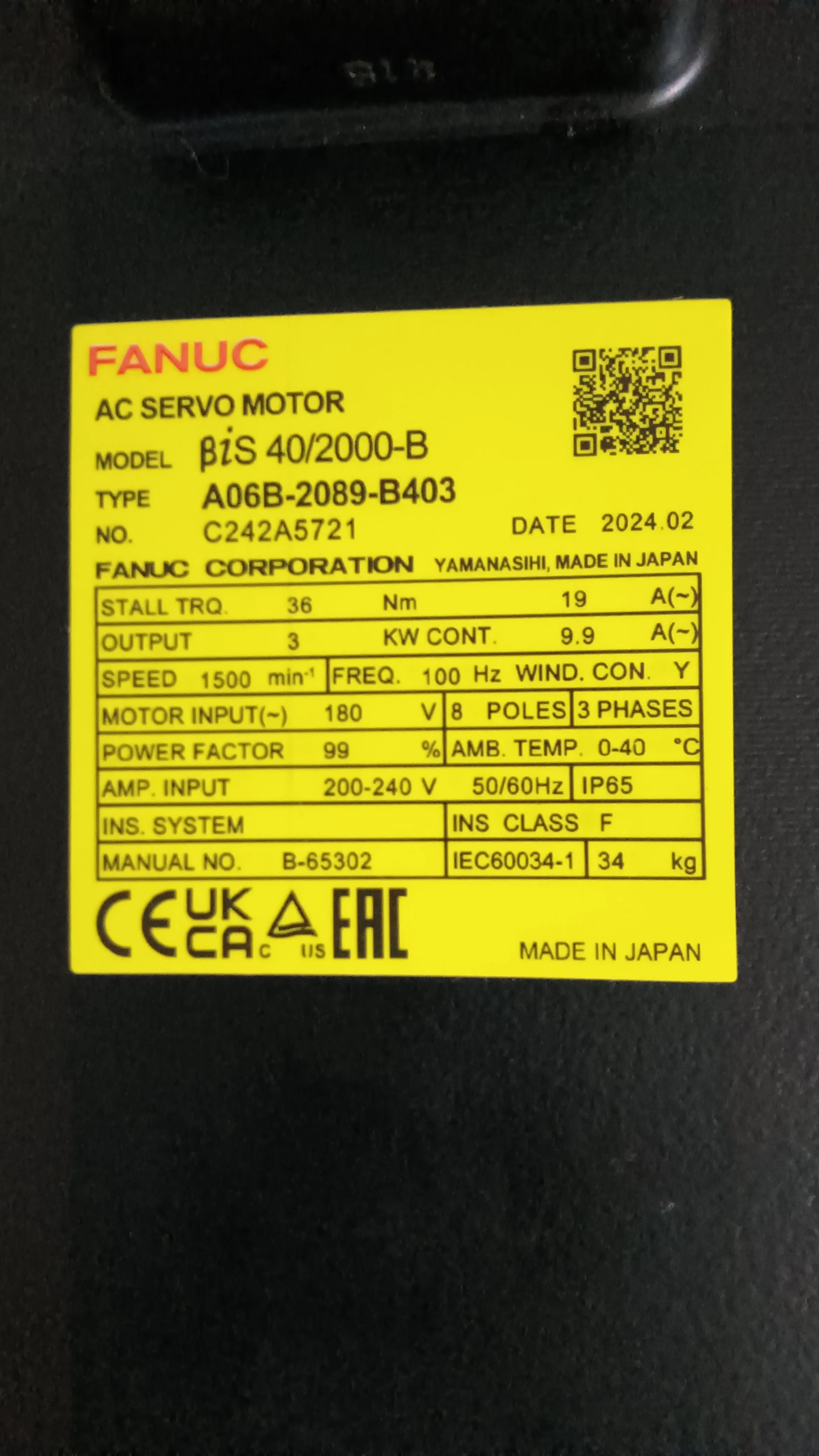 12 Months Warranty 1PCS Used A06B-2089-B403 Tested in Good Condition A06B2089B403