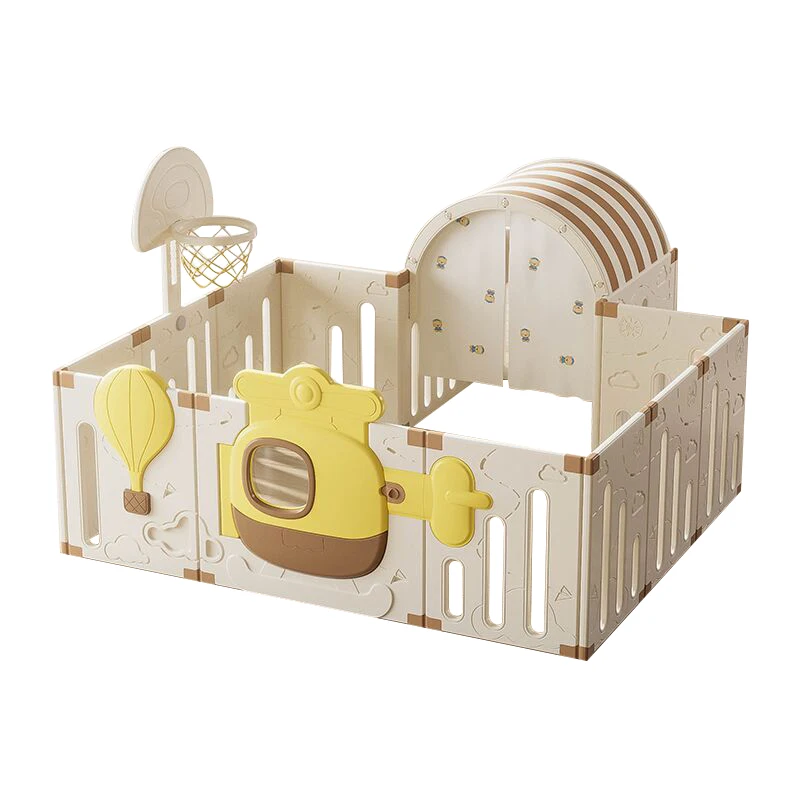 High quality indoor kid activity center fence baby safety folding playpen with basketball hoop 10+1