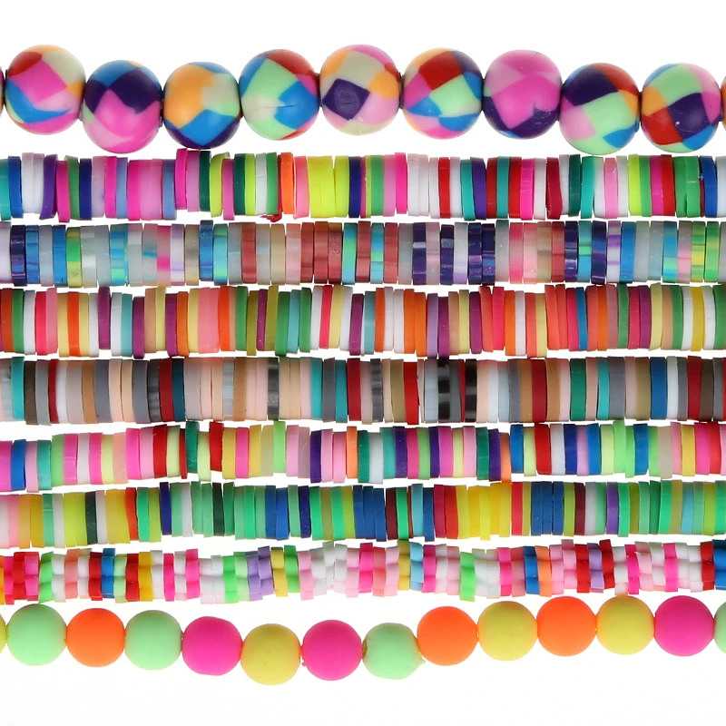 Разноцветные Круглые бусины из полимерной глины, буддийский молитвенный браслет на запястье, бусины из глины россыпью для изготовления ювелирных изделий своими руками