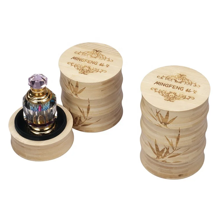 
OEM Elegant Round Shape Perfume Bottle Wooden Gift Box 