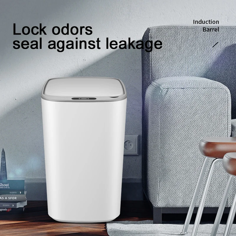 15L Inductive Trash Can Touchless Infrared Garbage Bin Automatic Waste Basket Touch Free for Kitchen bathroom Office Bedroom