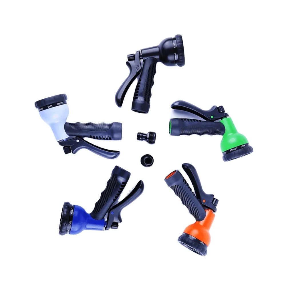 Hot Sale 8 Pattern Spray Modes Adjustable Garden Hose Nozzle Water Plastic Gun