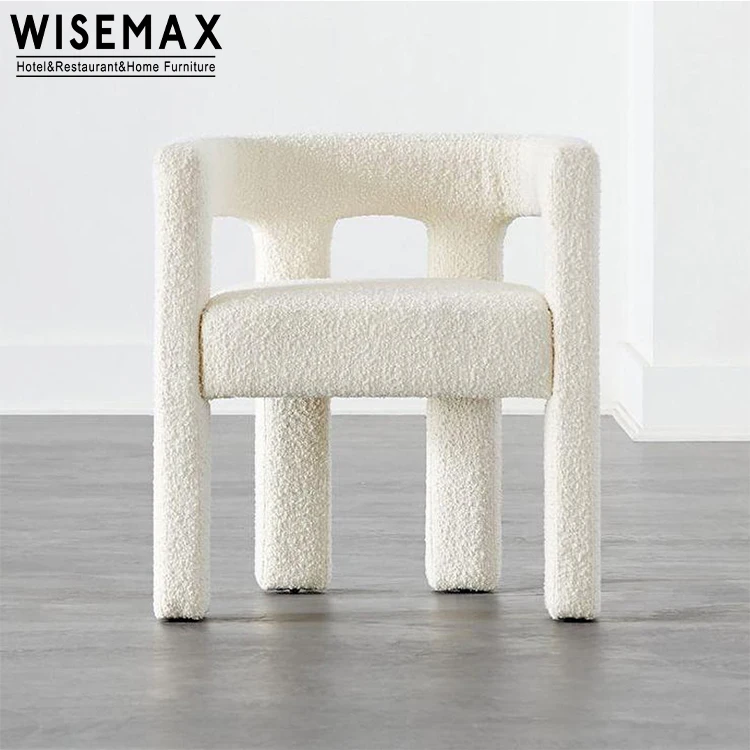 WISEMAX FURNITURE Nordic dining room furniture Solid wood frame chair Cube white sponge upholstery fabric dining armchair (1600592606609)