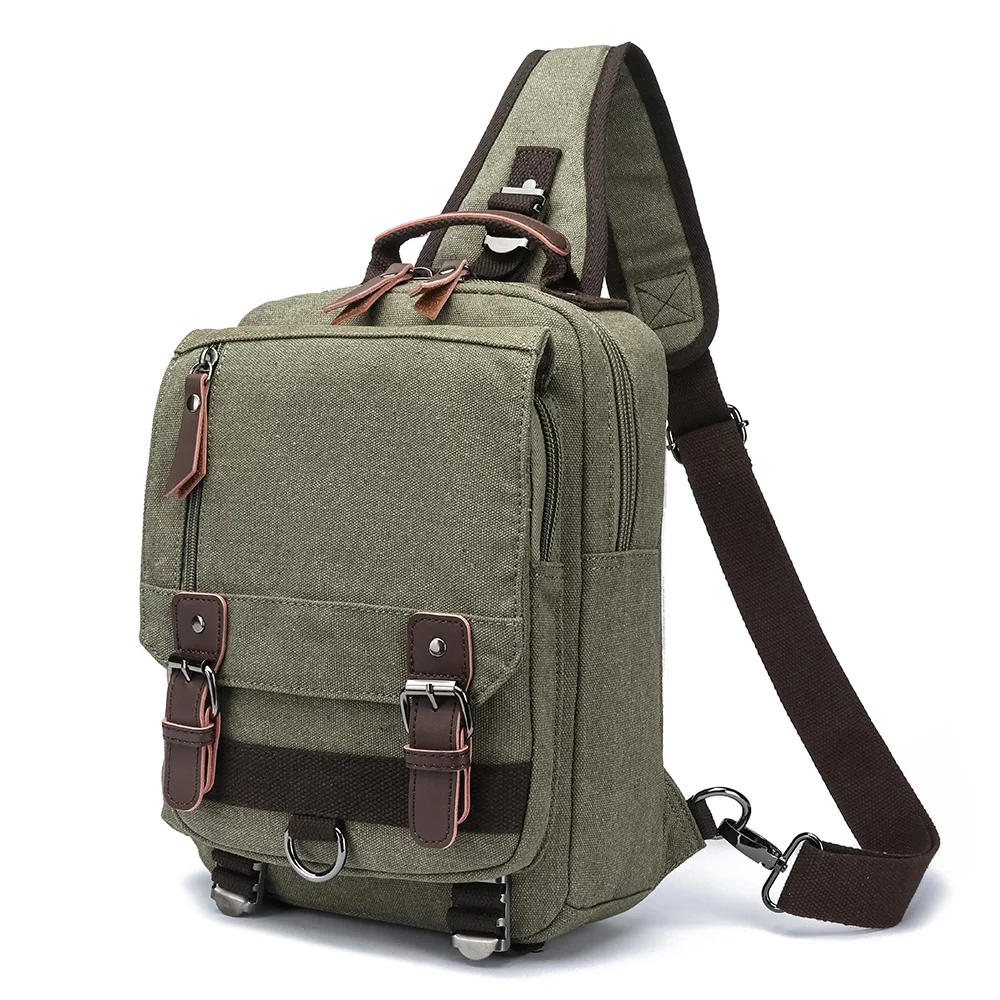 Fashion portable single strap rucksack outdoor messenger shoulder bag  Custom logo canvas Men Crossbody sling Bag