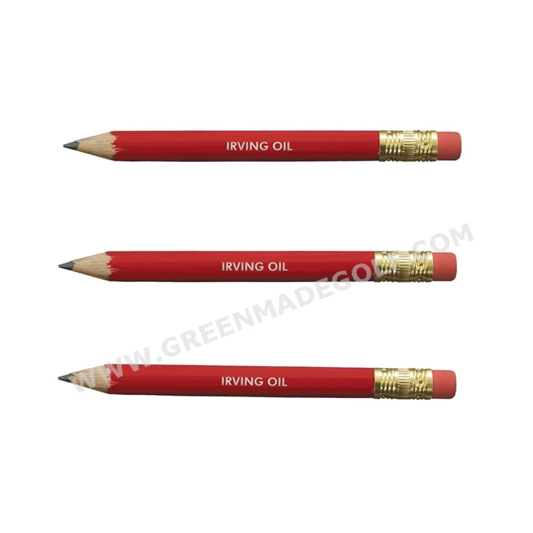 Custom golf pencil logo print HB wooden pencil with big eareser
