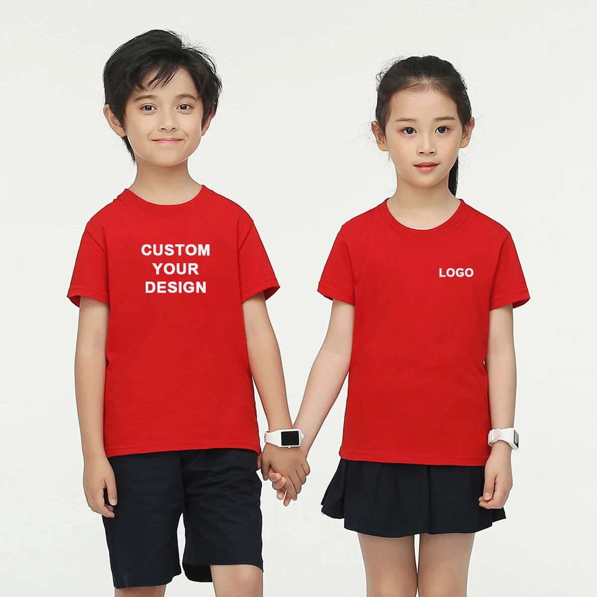 Popular Summer Blue Green Red Yellow T Shirt School Uniform For Girl Boy Clothes 2 3 4 5 6 7 8 9 10 11 12 years Tee