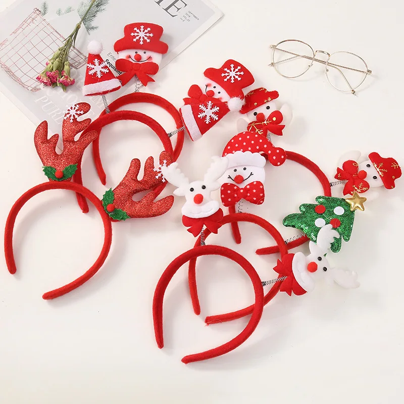 Red Hairband Hair Ties For Kids Accessories For Kids Sequin Antler Christmas Headband Christmas Accessories