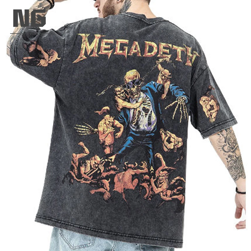 custom t shirt wash vintage all over printing unisex streetwear washed t-shirt