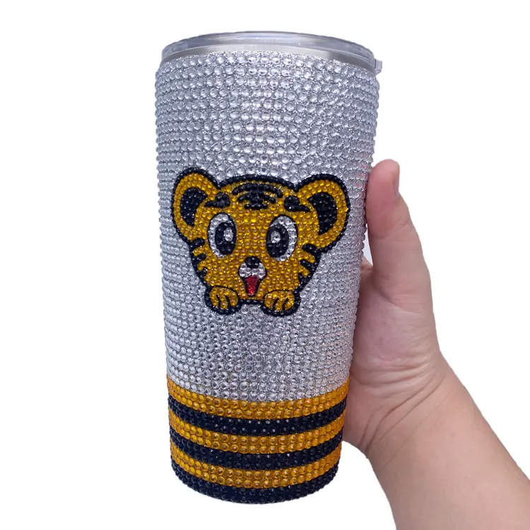 2021 factory direct selling animal shape bling water bottle glitter rhinestones tumbler for gifts