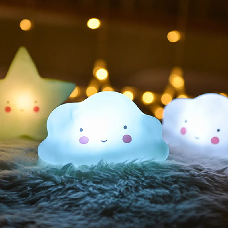 Cute Unique Moon Star Unicorn Battery Powered Indoor Pvc Silicone Led Lamp Baby Night Light for Kids Room Decor