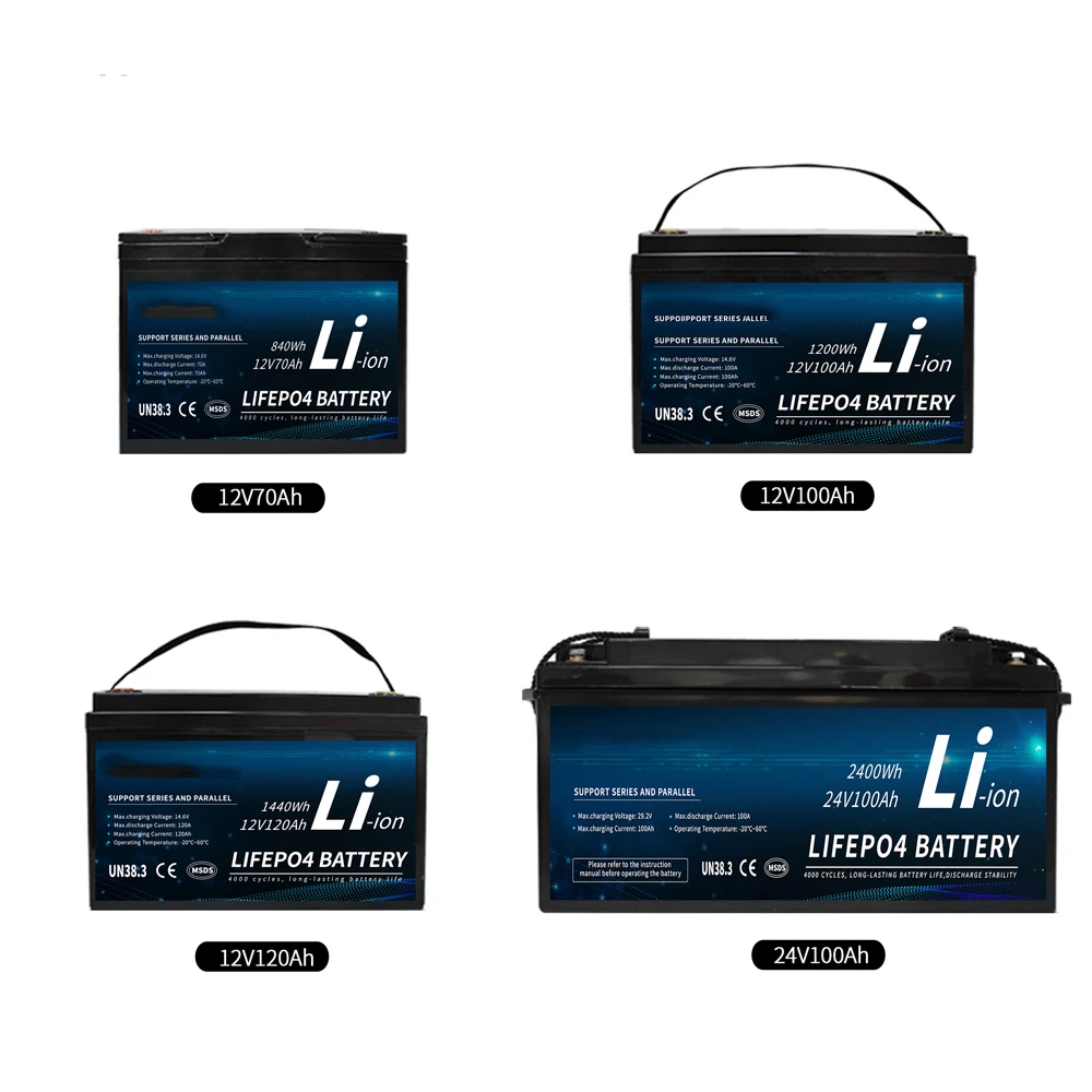Factory Wholesale 24V 200A Lifepo4 Lithium Ion 100Ah BMS Battery Pack Rechargeable for Forklift RV/Electric Golf Carts
