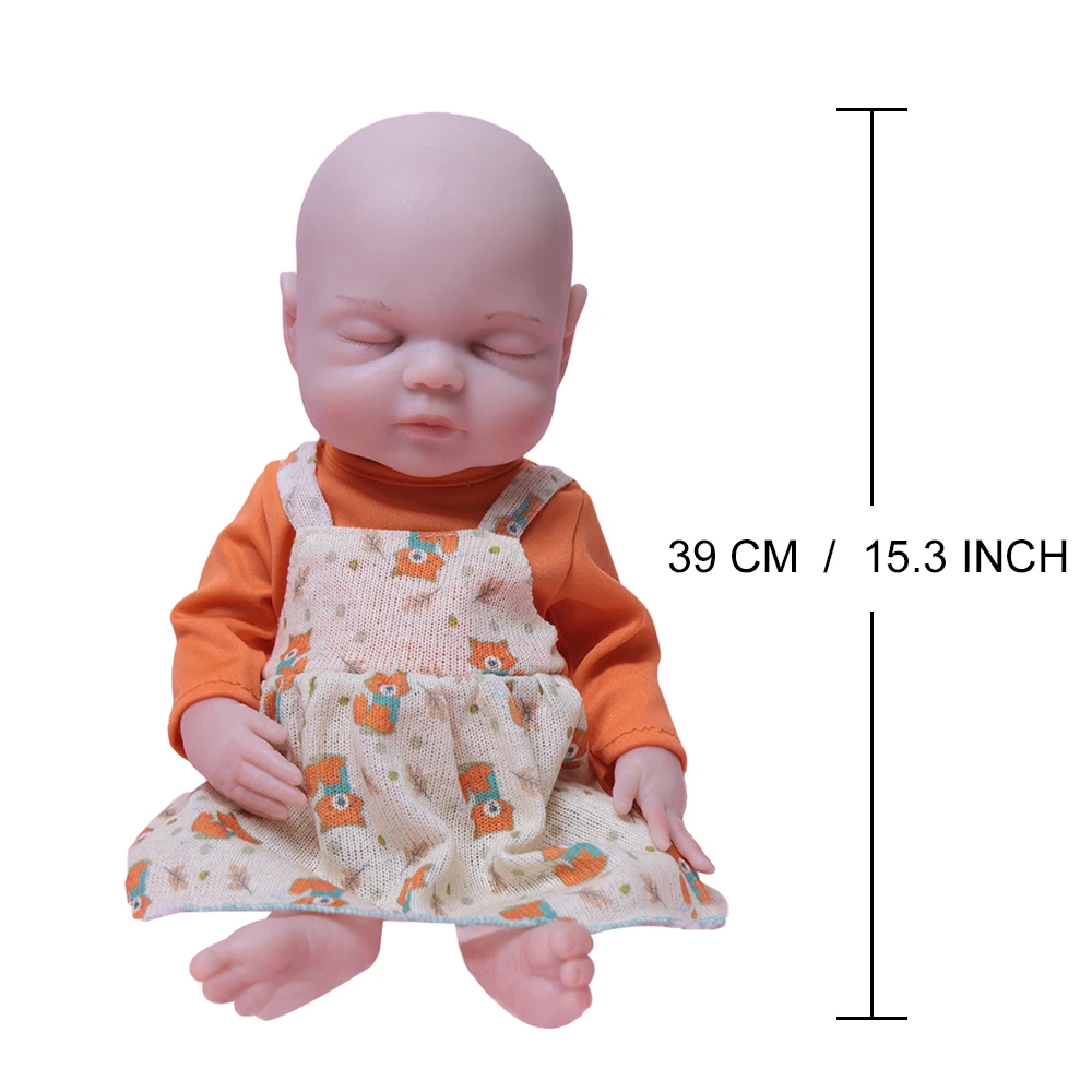 15.3inch Real Reborn Doll Baby Silicone Body(girl) Newborn Baby Lifelike Painted Skin With Pacifier bottle and outfit for gifts