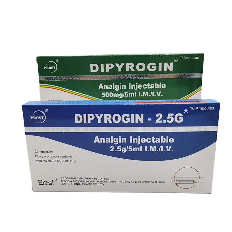 
2.5g 5ml analgin dipyrone/metamizole sodium analgin injection ampoule injectable antibiotic analgin 