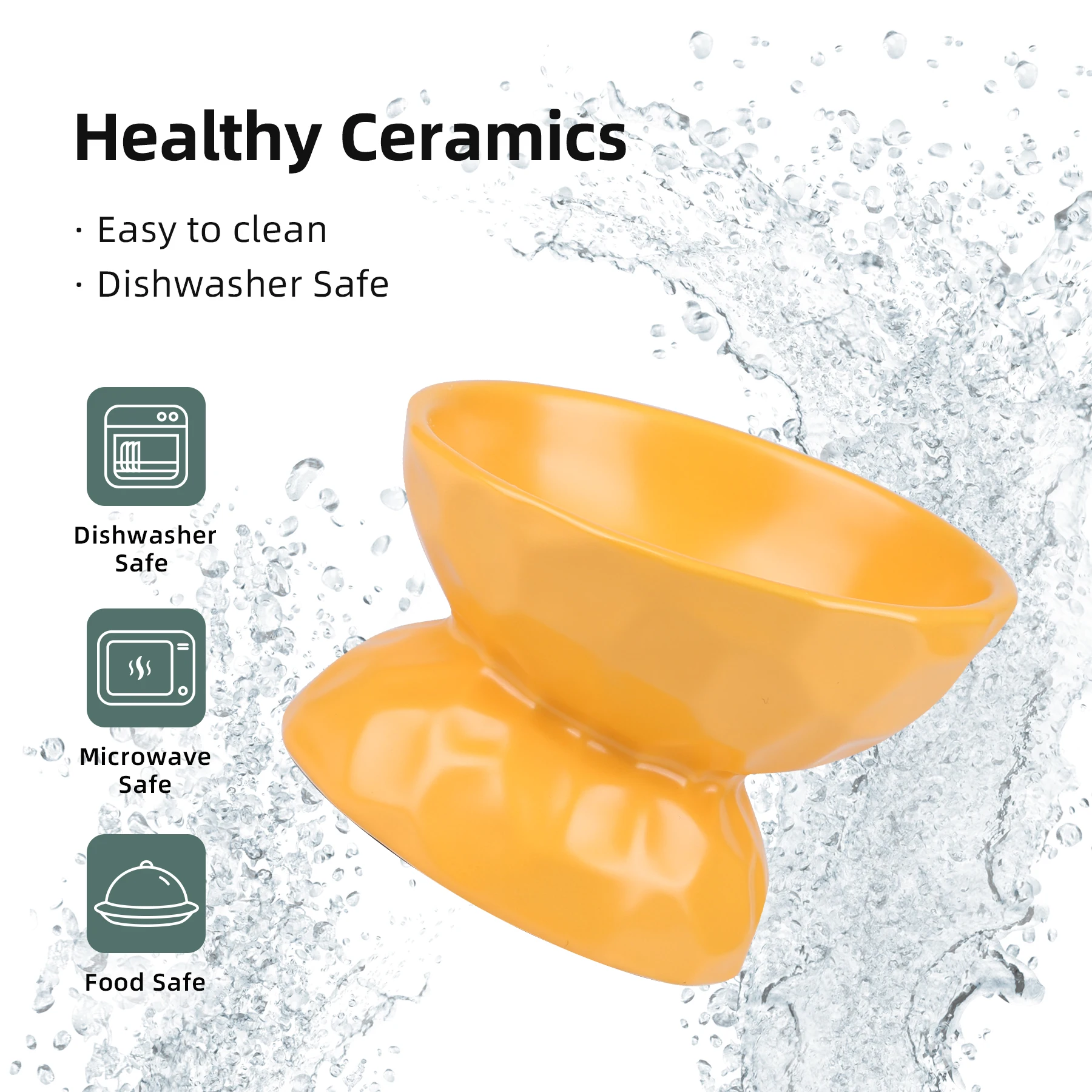 Raised Ceramic Dog Bowl Elevated Food High Food Water Pet Feeder for Puppy Medium Slanted Angle Cat Bowls Cross Border Supplier