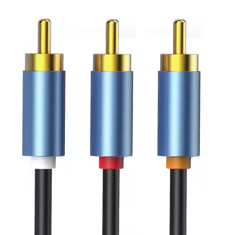 24K Gold Plated  3RCA Male to 3 RCA Male Composite Audio Video stereo Cable RGB Component Cable 3RCA to 3RCA cable
