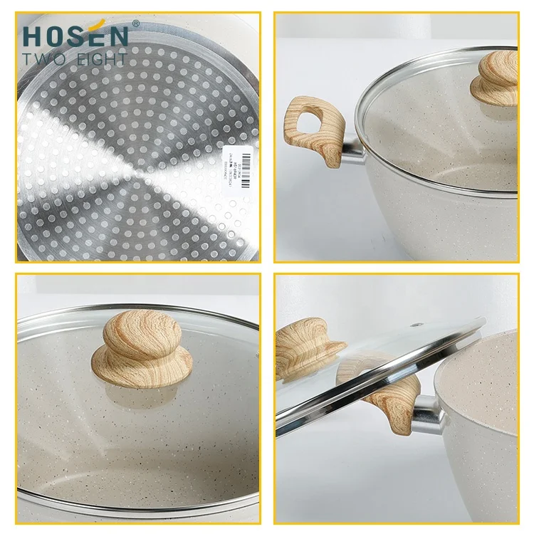 Granite Cookware Sets Wok Baking Grill Pan Soup & Stock Pots Modern Tri Ply Bonded Induction Cookers Non Stick Pots And Pans