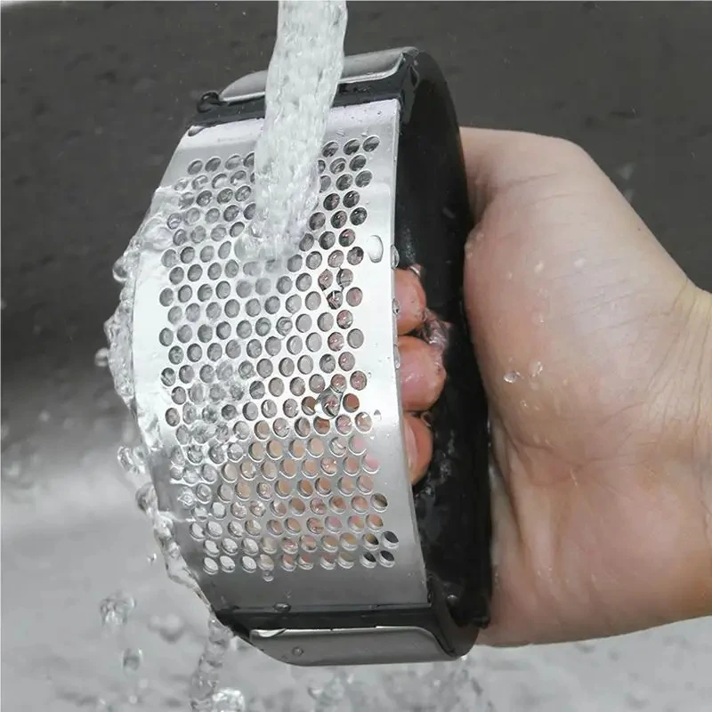 Hot garlic press peeler manual Stainless Steel garlic press with Plastic Handle