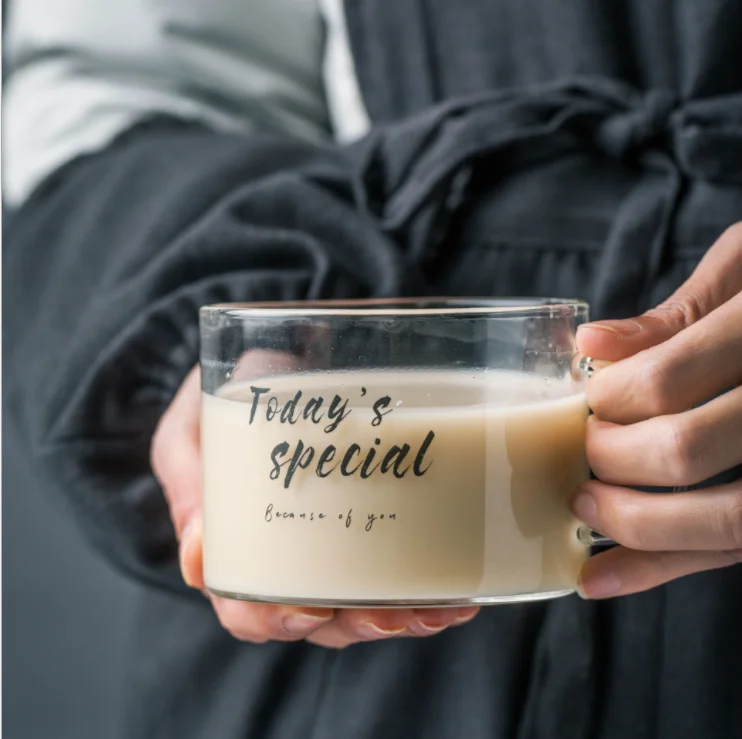  High quality hand made glass cup 500ml clear durable coffee