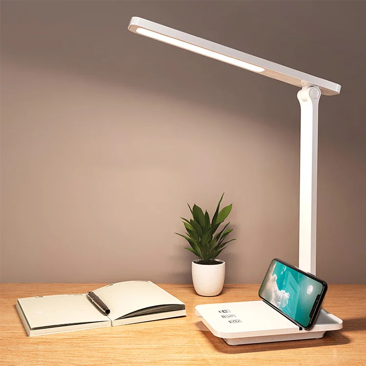 360 Degree Rotation Wireless Charger Led Lamp Rechargeable Adjustable Table Light DimmingTouch Folding Reading Bedside Desk Lamp